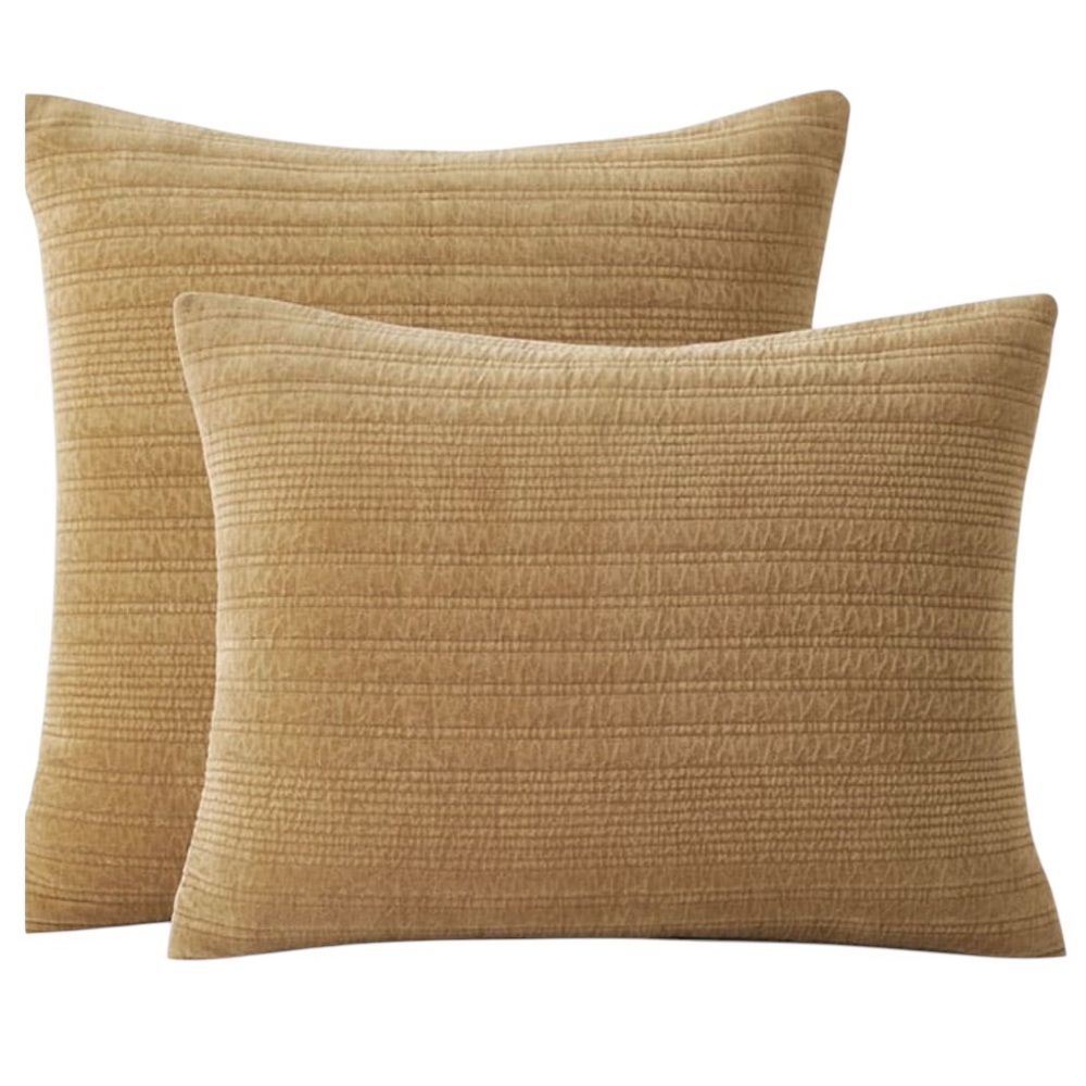 The Company Store Line Stitch Velvet Quilted Sham - Gold, Standard
